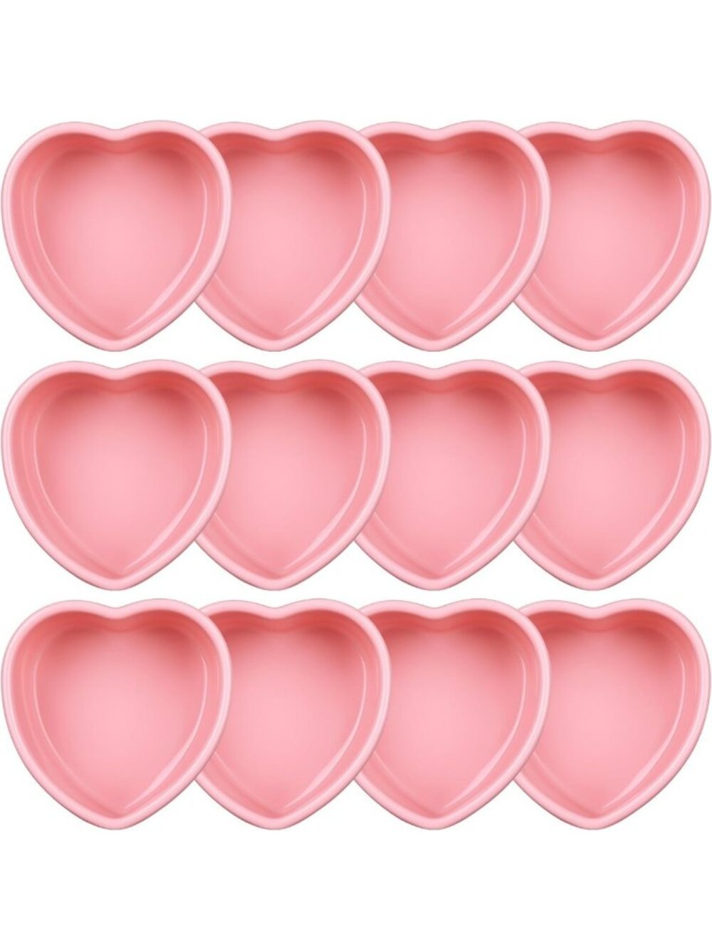 12 Pcs Heart Shaped Silicone Cake Pans - Nonstick Mini Baking Molds for Desserts
